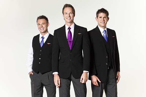 Virgin Blue's new male flight attendant uniforms.